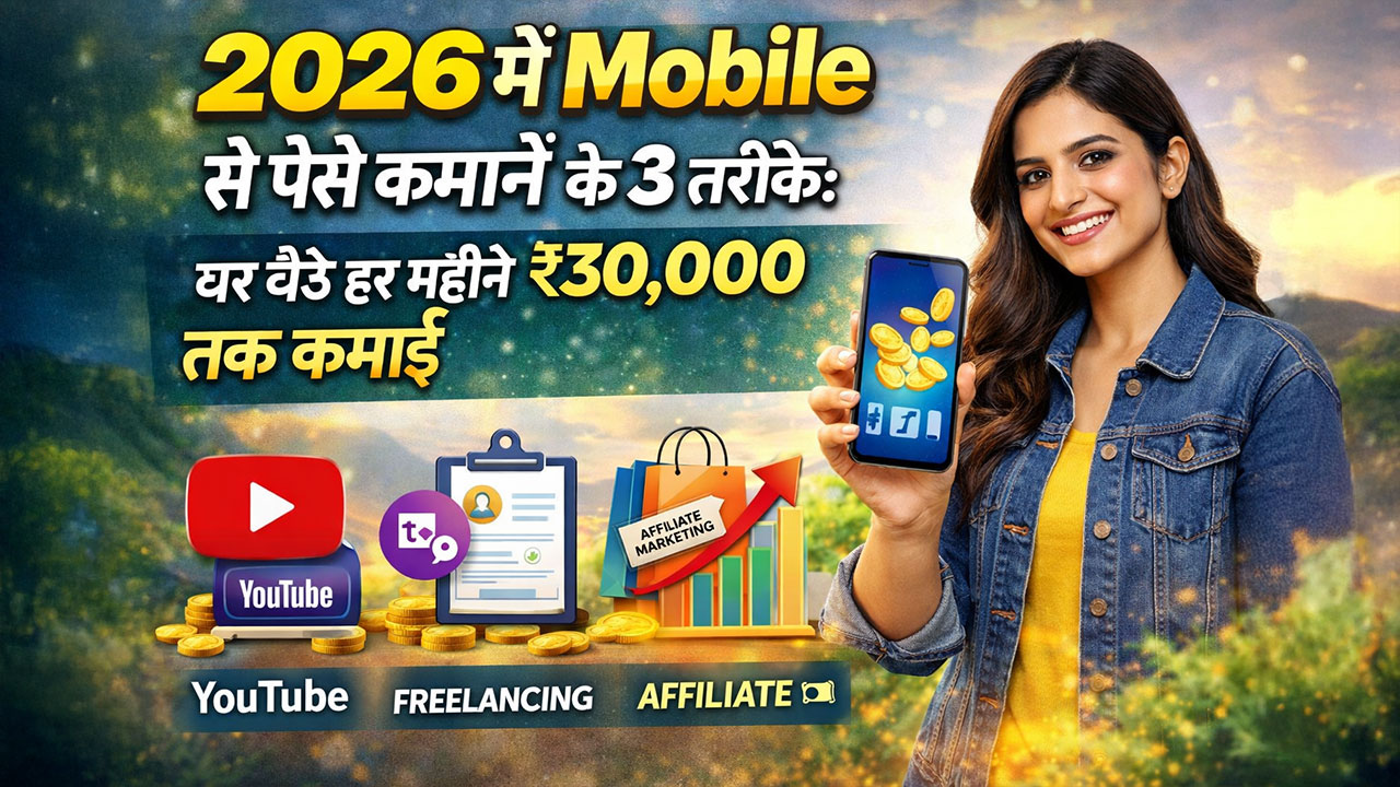 2026 में Mobile से पैसे कमाने के 3 तरीके: घर बैठे हर महीने ₹30,000 तक कमाने का आसान तरीका