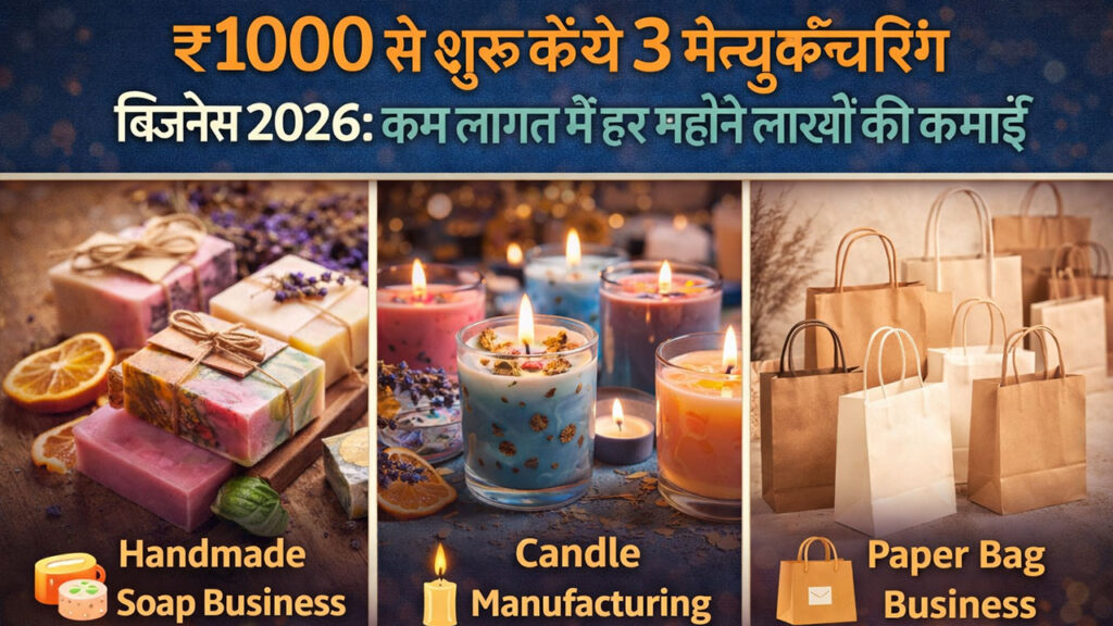 ₹1000 से शुरू करें ये 3 मैन्युफैक्चरिंग बिजनेस 2026: कम लागत में हर महीने लाखों की कमाई