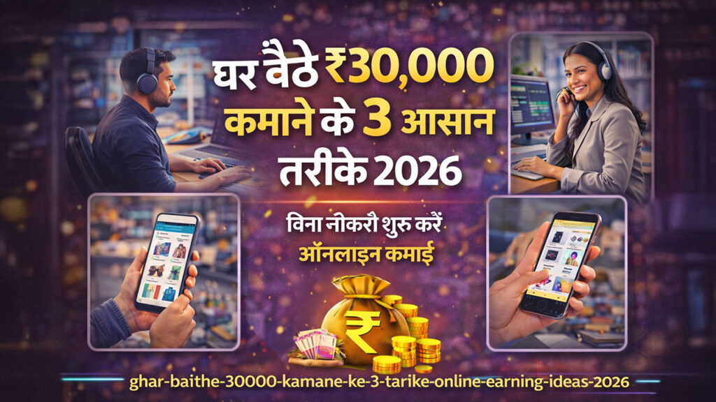 घर बैठे ₹30,000 कमाने के 3 आसान तरीके 2026: बिना नौकरी शुरू करें ऑनलाइन कमाई