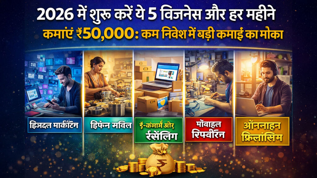 2026 में शुरू करें ये 5 बिजनेस और हर महीने कमाएं ₹50,000: कम निवेश में बड़ी कमाई का मौका