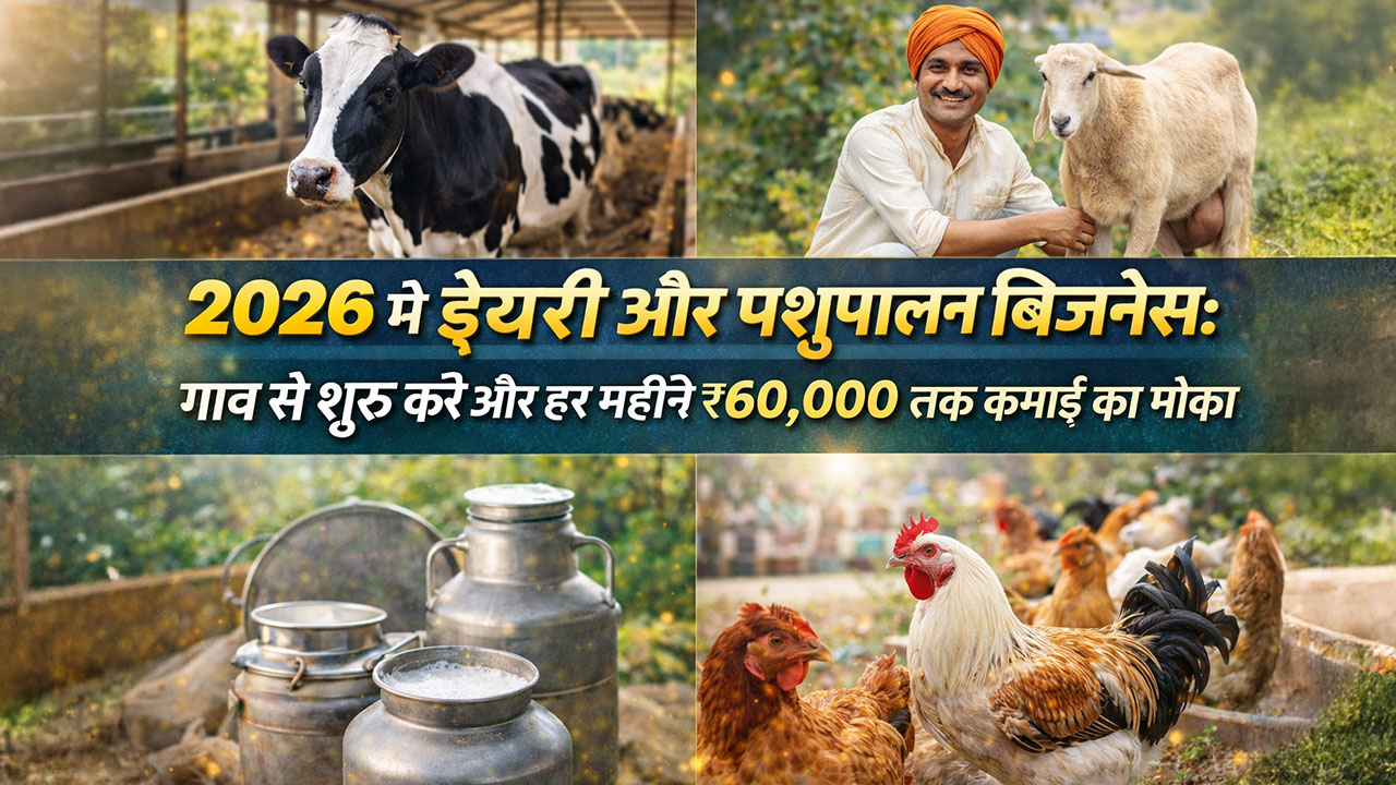 2026 में डेयरी और पशुपालन बिजनेस: गांव से शुरू करें और हर महीने ₹60,000 तक कमाई का मौका