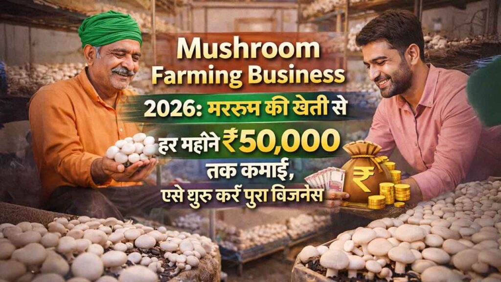 Mushroom Farming Business 2026: मशरूम की खेती से हर महीने ₹50,000 तक कमाई, ऐसे शुरू करें पूरा बिजनेस
