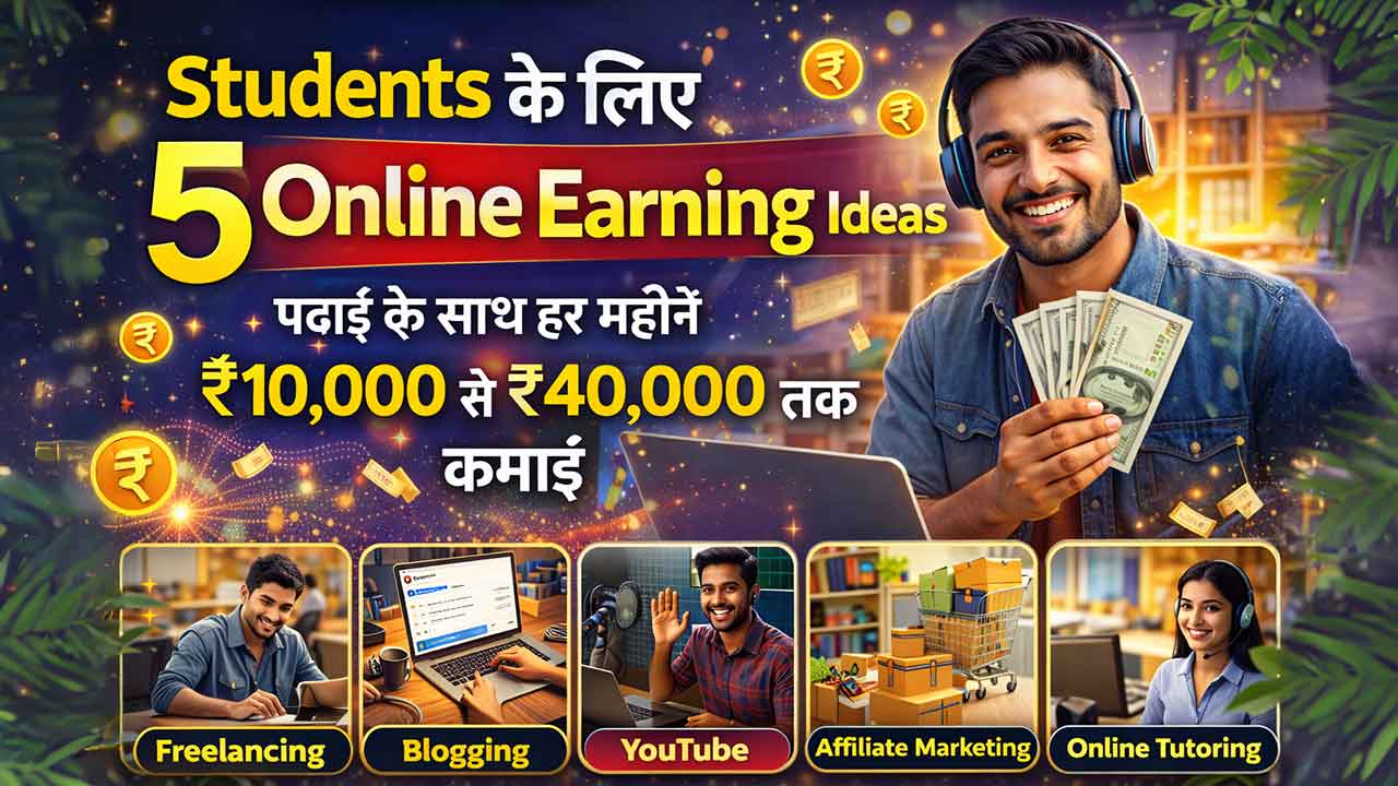 Students के लिए 5 Online Earning Ideas – पढ़ाई के साथ हर महीने ₹10,000 से ₹40,000 तक कमाई