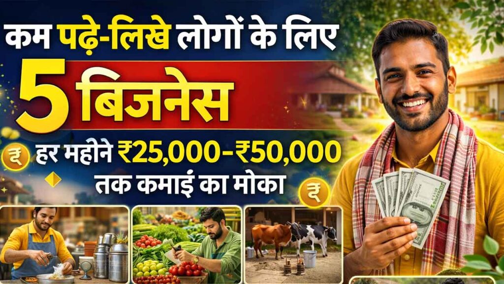 कम पढ़े-लिखे लोगों के लिए 5 बिजनेस, हर महीने ₹25,000–₹50,000 तक कमाई का मौका